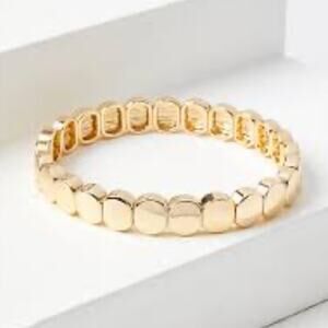 Loft Bracelet Metal Gold tone Round Circle Stretch Costume Jewelry Stretch